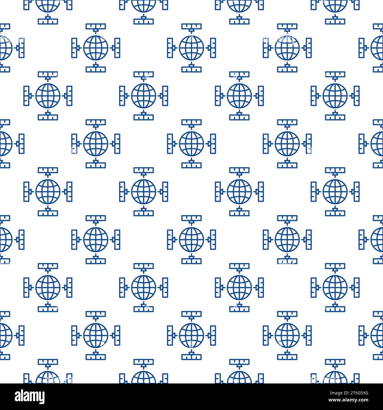 Satellites and Earth Planet vector concept linear seamless pattern ...