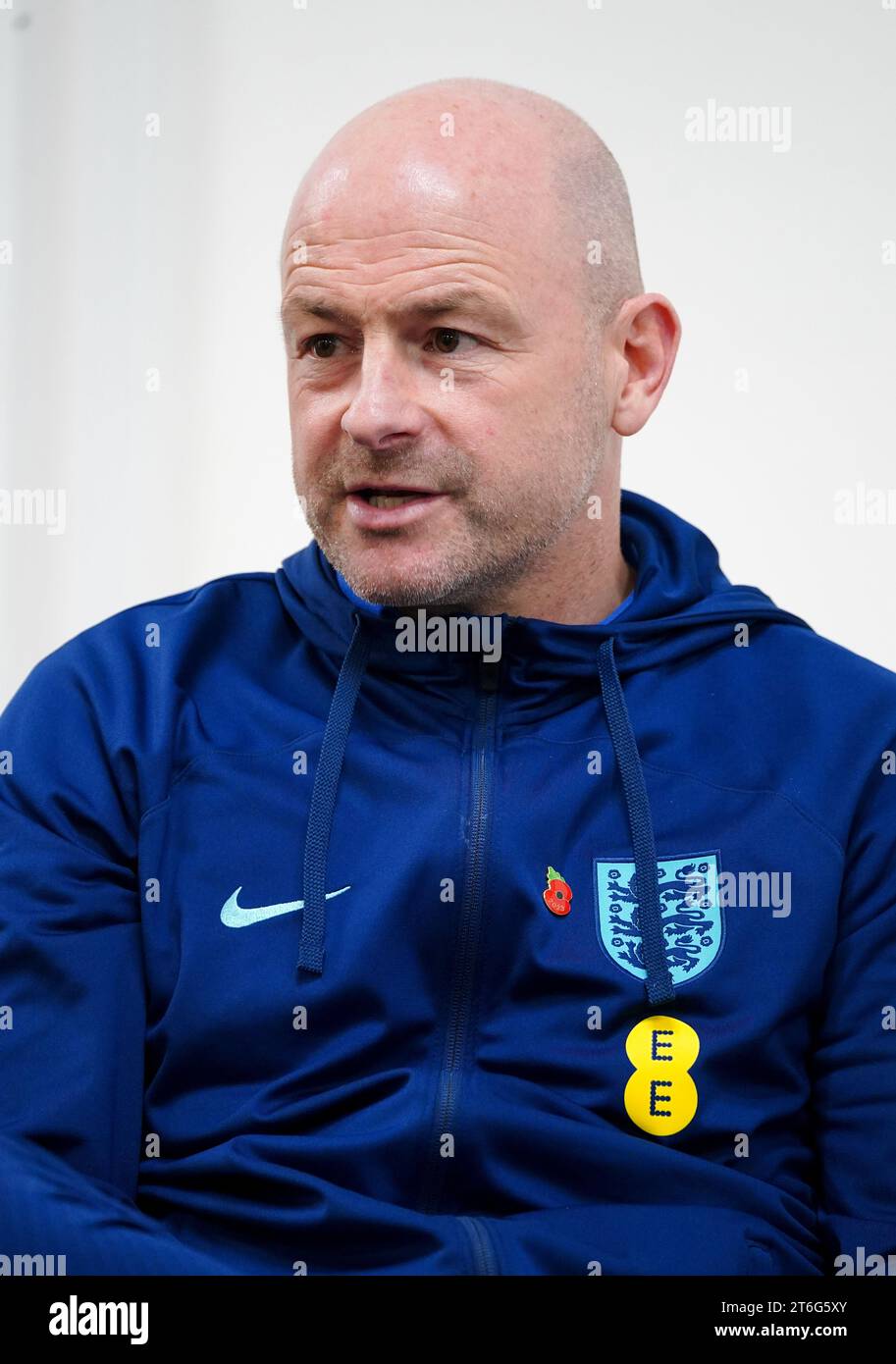England U21 manager Lee Carsley during the squad announcement at Goodison Park, Liverpool