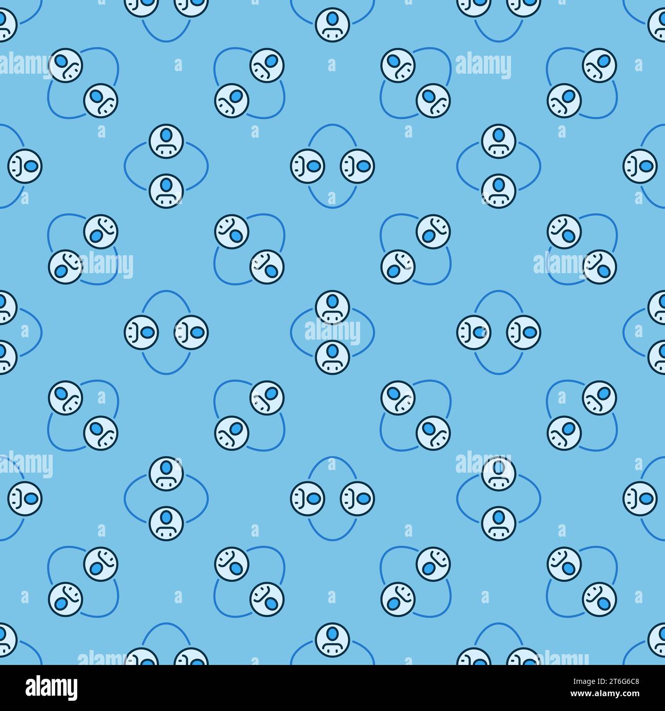 Sociology vector Social Interaction concept blue seamless pattern Stock Vector