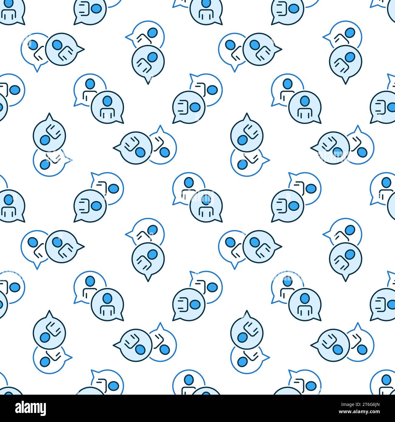 Speech Bubble with People vector Talking concept blue seamless pattern ...