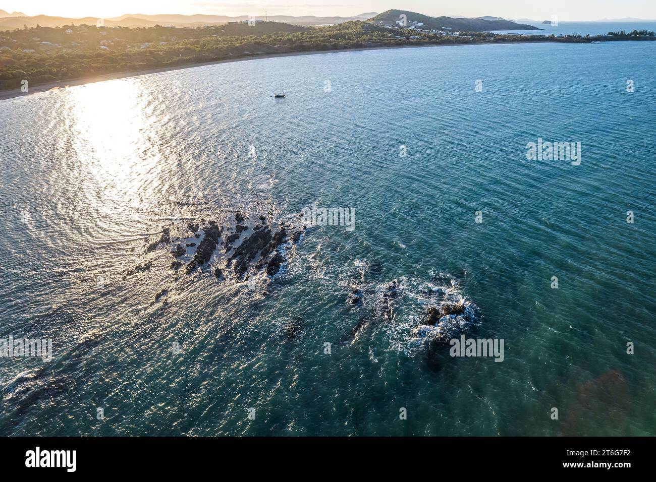 Scenic Coastline of Emu Park, Near Yeppoon, Queensland - Discovering the Pristine Beauty of Australia's Eastern Seaboard. Stock Photo