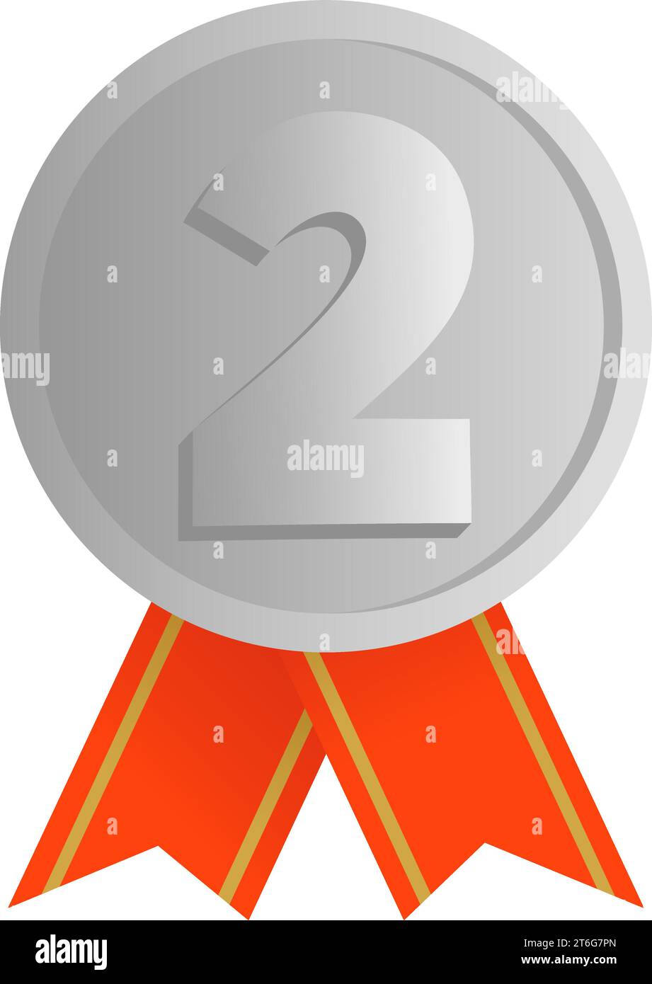 2nd Place Silver Medal with Red Ribbon Vector Illustration Icon Stock ...