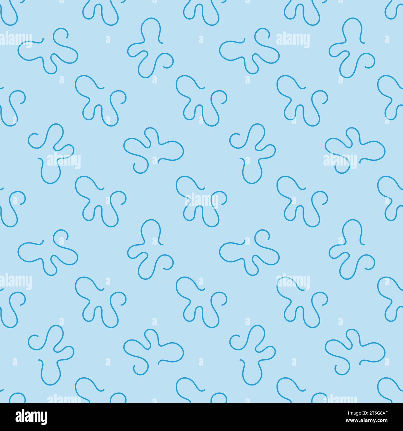 Line Bacteria vector concept simple blue seamless pattern Stock Vector