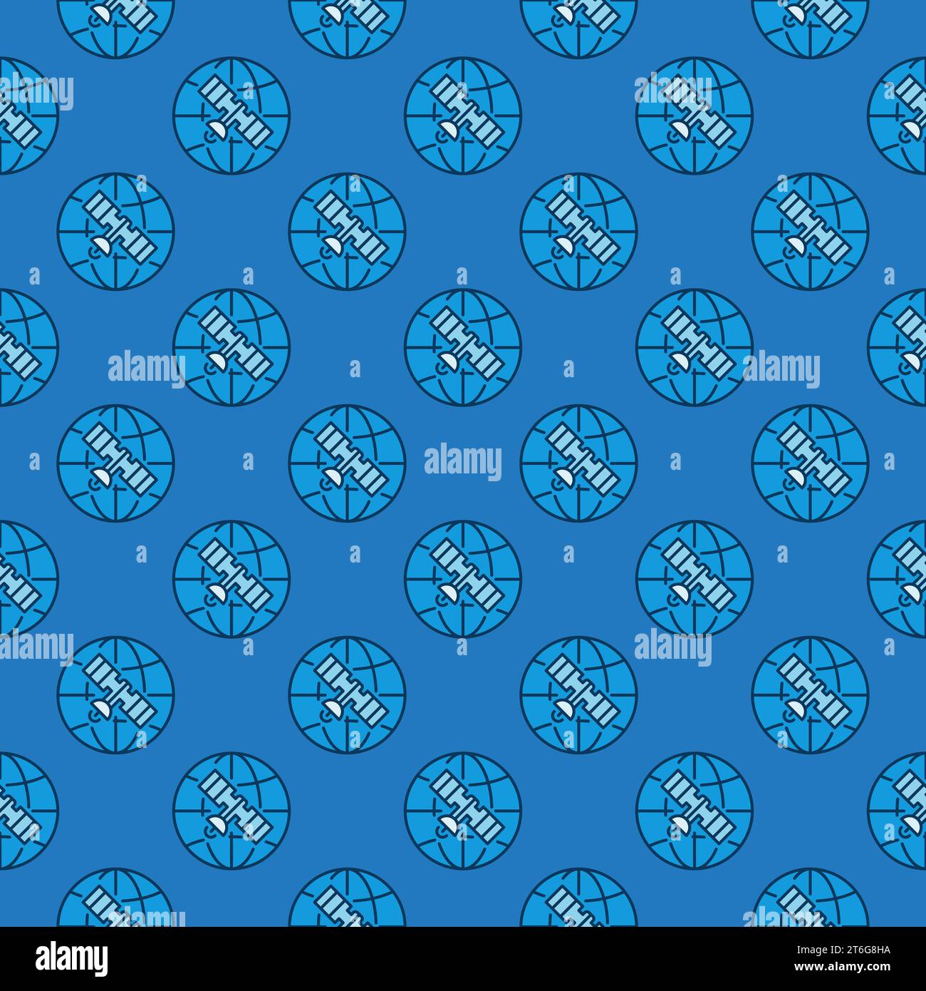 Earth and Satellite vector Satellite Internet Access concept blue ...