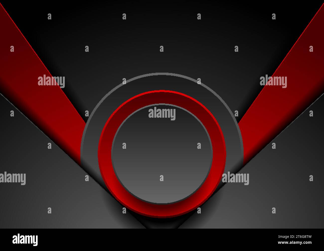 Red and black abstract geometry tech background with circles. Vector graphic design Stock Vector