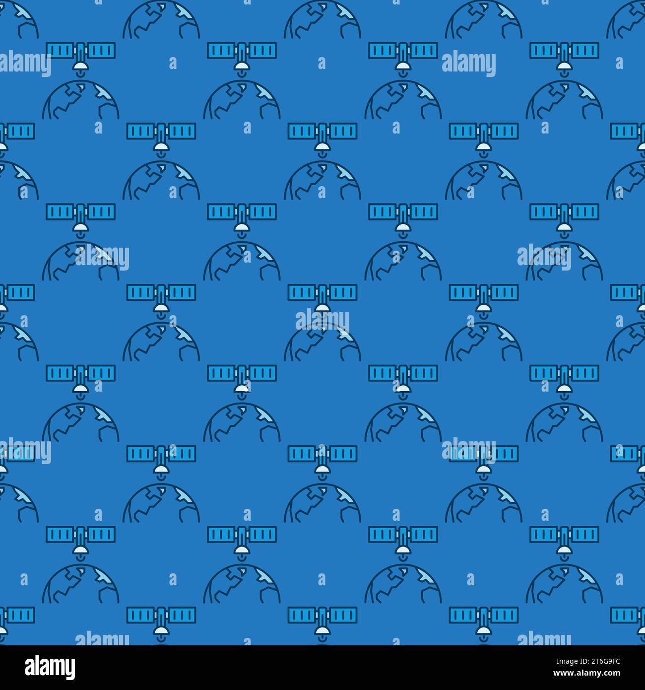 Satellite in Space with Earth vector concept blue seamless pattern ...