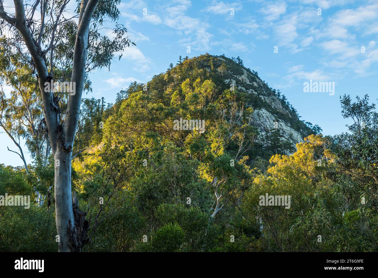 Ancient Volcano at Mount Jim Crow (Baga) National Park near Yeppoon, Queensland - A Geological Marvel in Australia's Scenic Landscape. Stock Photo
