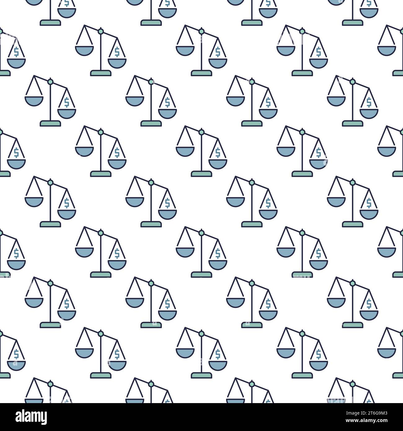 Law Scale with Dollar Sign vector concept colored seamless pattern Stock Vector