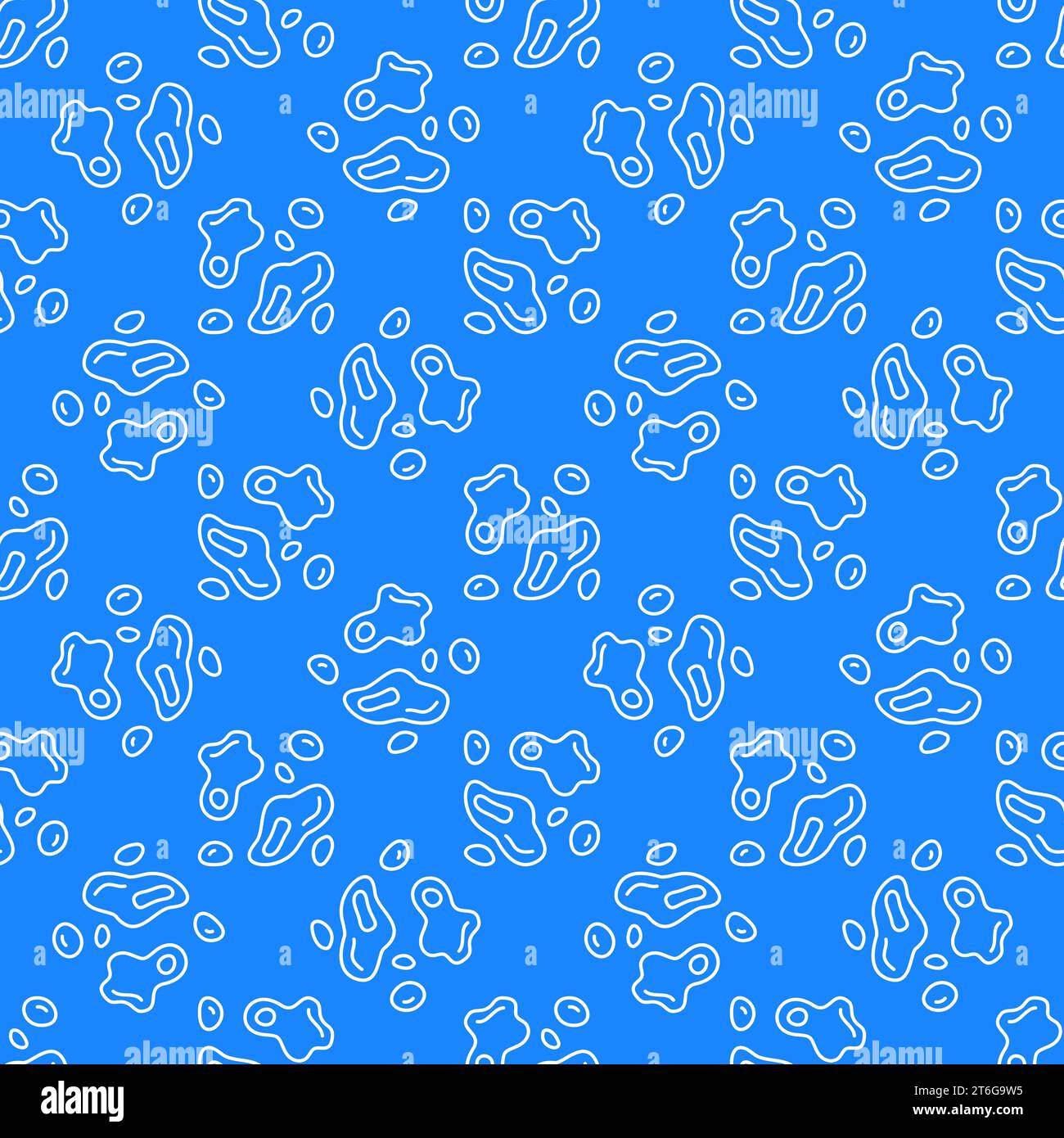 Microbes vector concept blue seamless pattern in thin line style Stock Vector