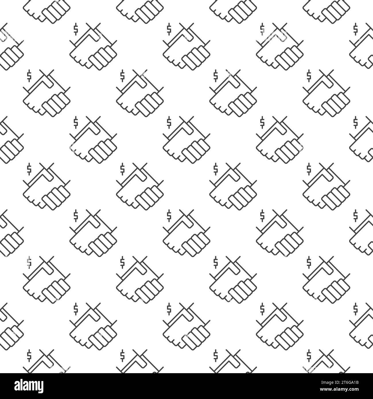 Handshake with Dollar Sign vector Corruption concept thin line seamless pattern Stock Vector