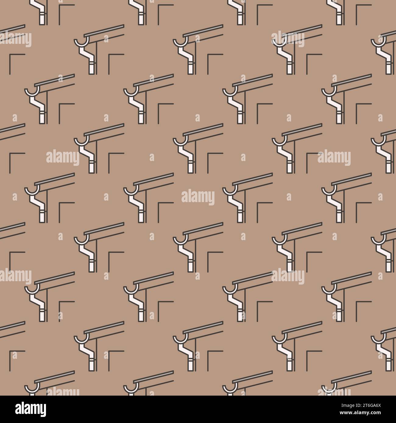 House Roof Gutter System vector concept colored seamless pattern Stock Vector