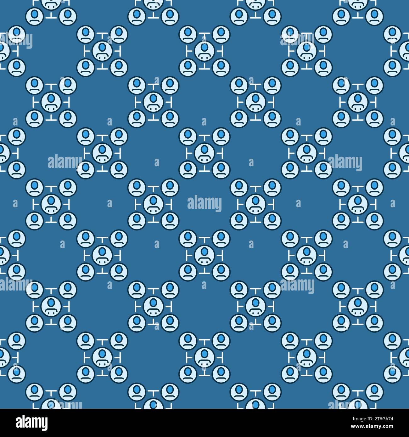 People in Five Circles vector Sociology concept blue seamless pattern Stock Vector