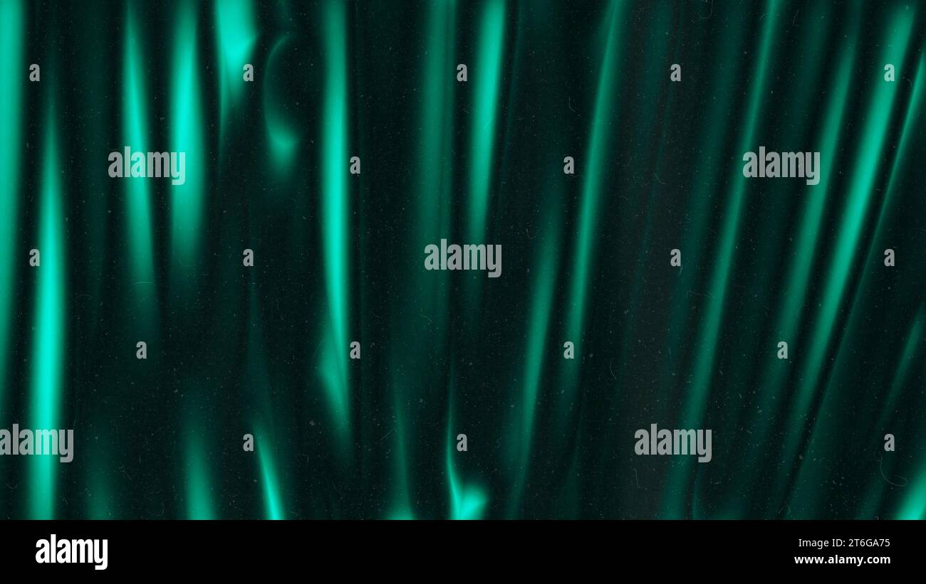 Emerald green gradient grainy background. Illuminated lines in green