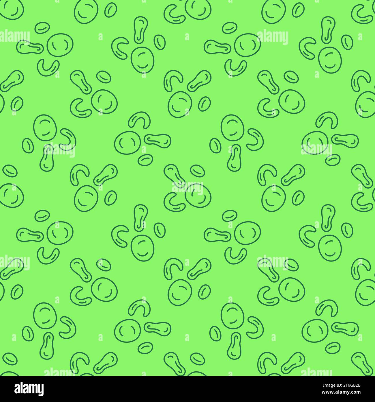 Bacteria Microorganisms vector concept green thin line seamless pattern Stock Vector