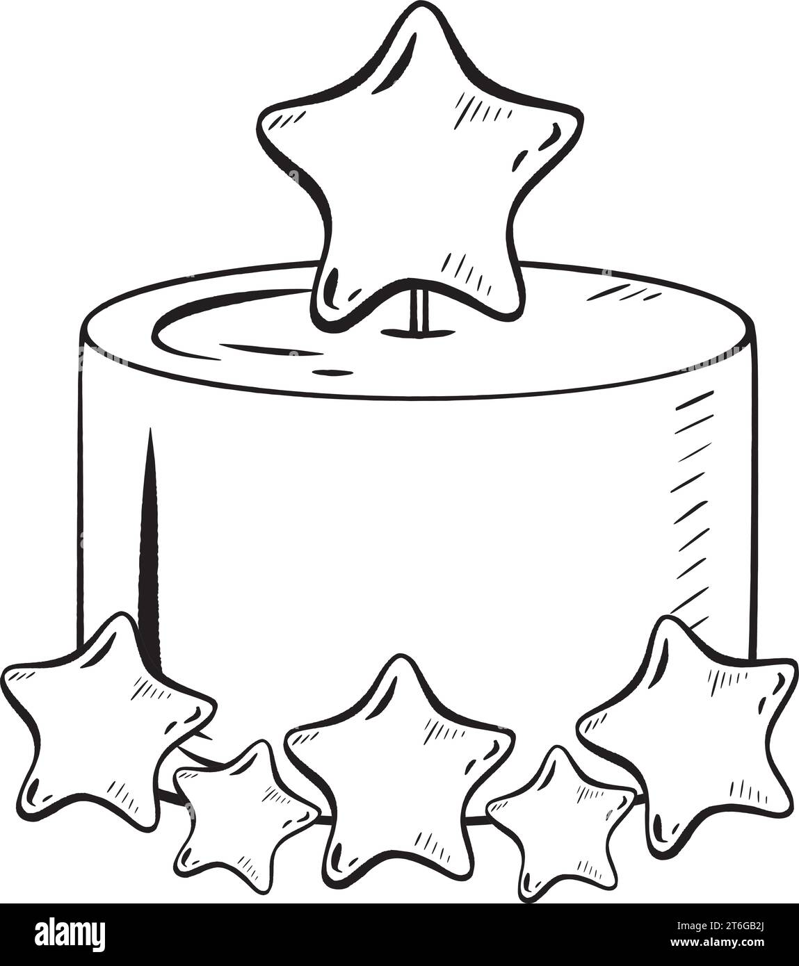 Hand-drawn vector. Winner's cake. A sweet dessert adorned with stars, featuring delicious pastry topped with crunchy glaze. for birthdays celebrating Stock Vector