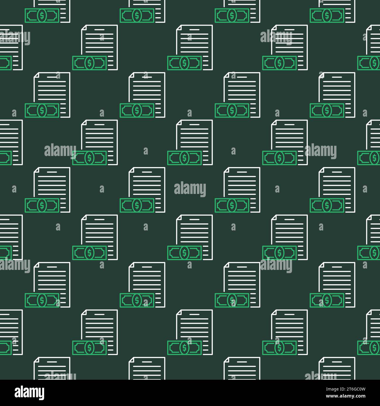 Money and Document vector Invoice concept seamless pattern in thin line style Stock Vector