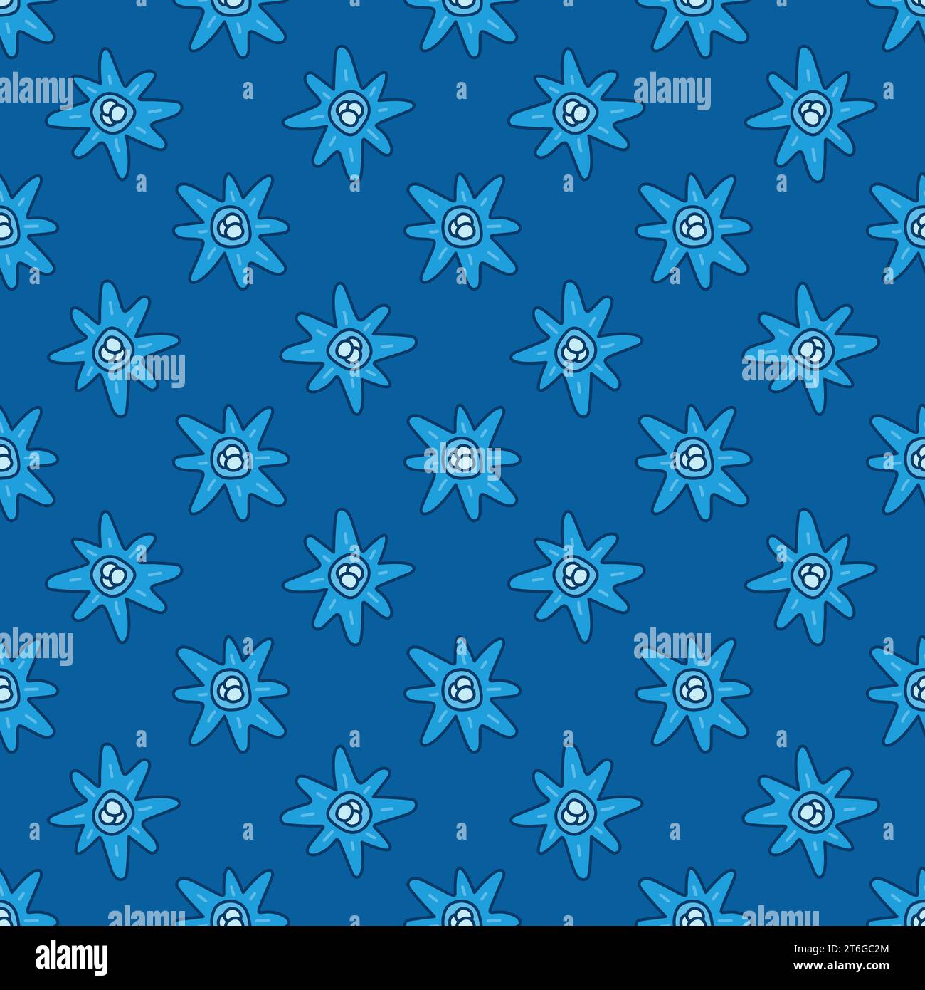 Virus vector concept blue creative seamless pattern Stock Vector