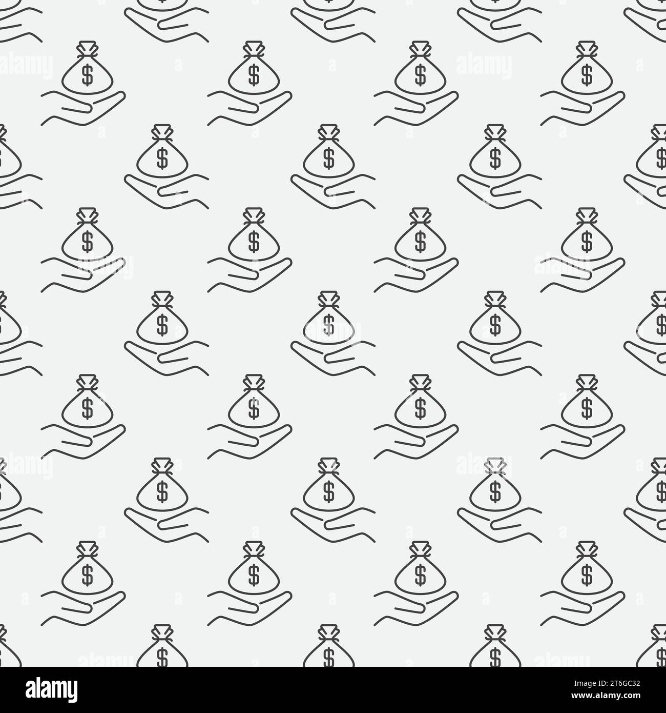 Money Bag in Hand vector Corruption concept outline seamless pattern ...