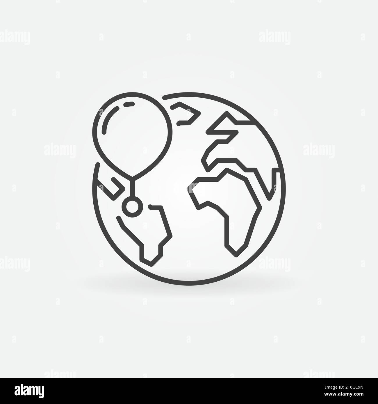 Earth and Radiosonde vector Weather Balloon concept linear icon or