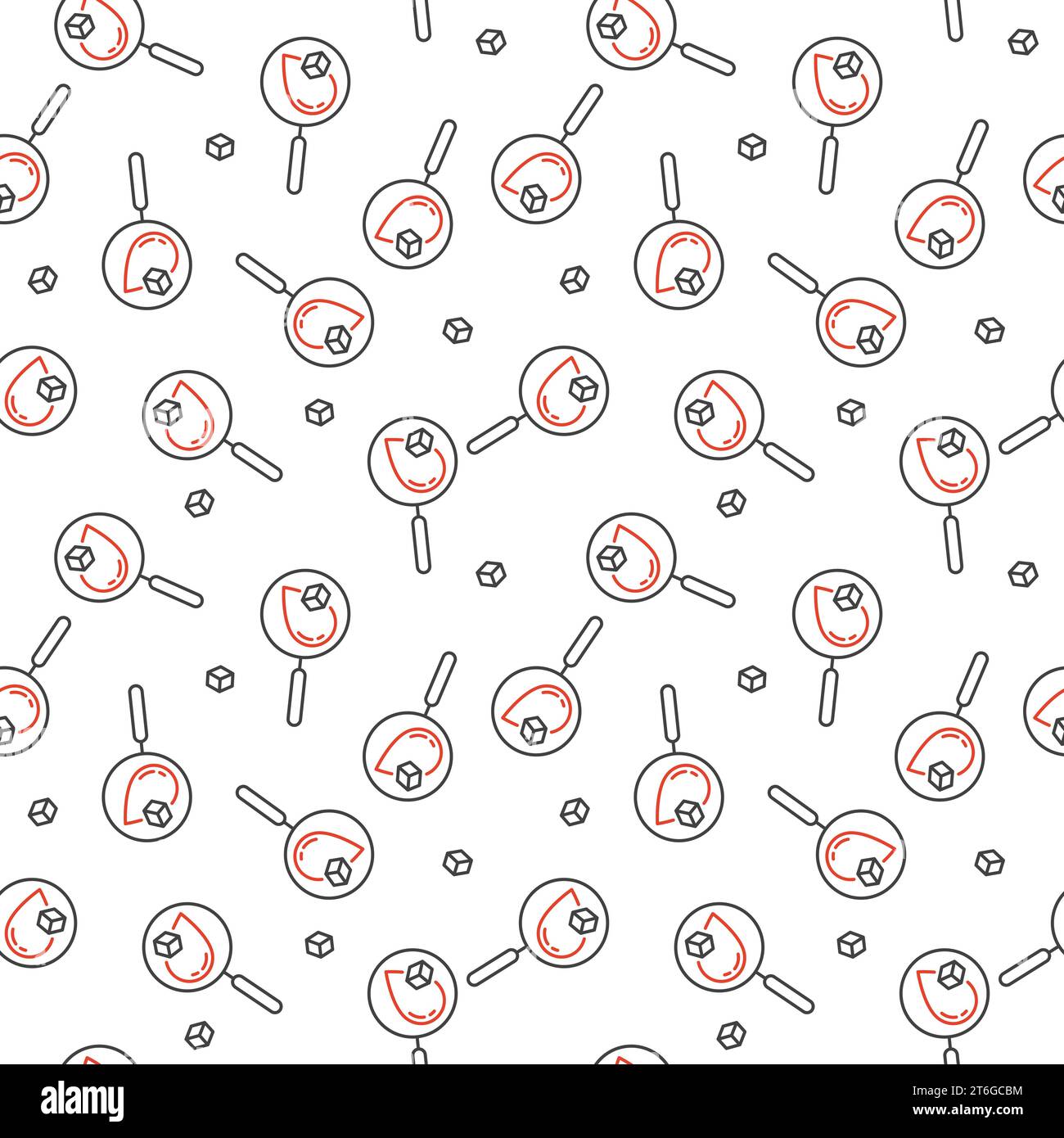 Magnifier and Blood with Glucose vector Diabetic concept linear seamless pattern Stock Vector