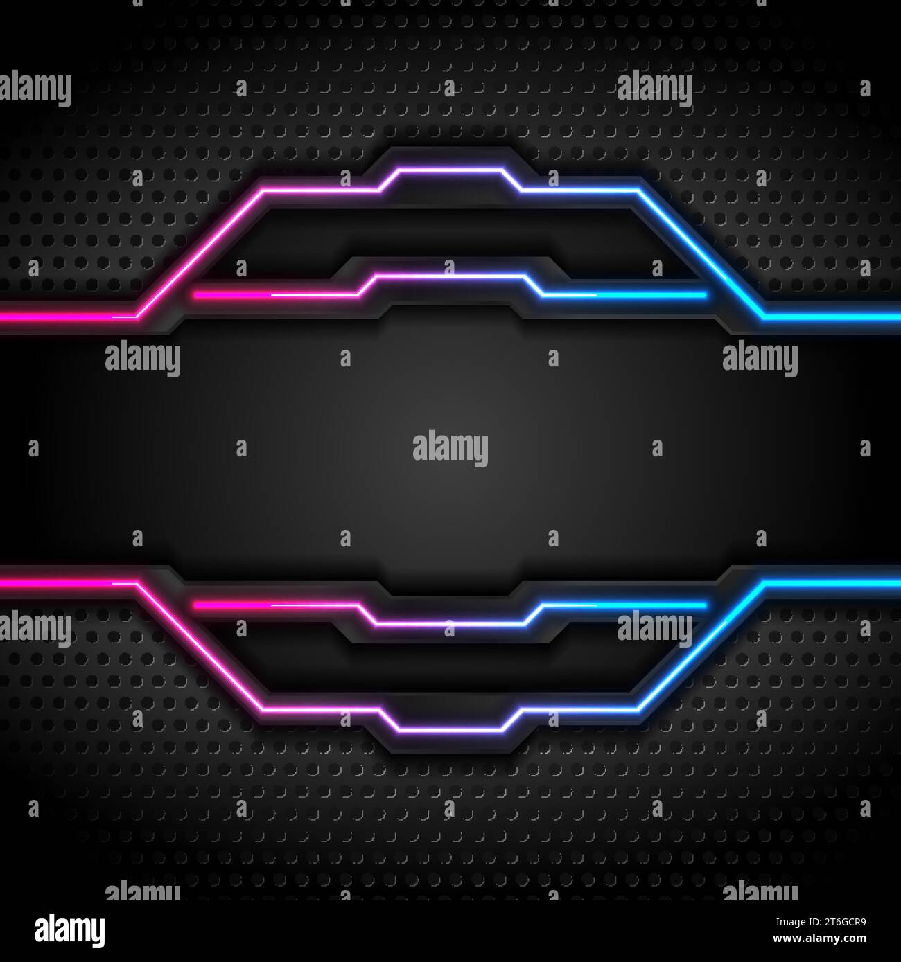 Futuristic perforated technology abstract background with blue purple ...