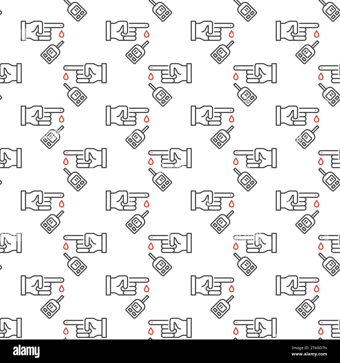 Glucometer Blood Test vector concept outline seamless pattern Stock Vector