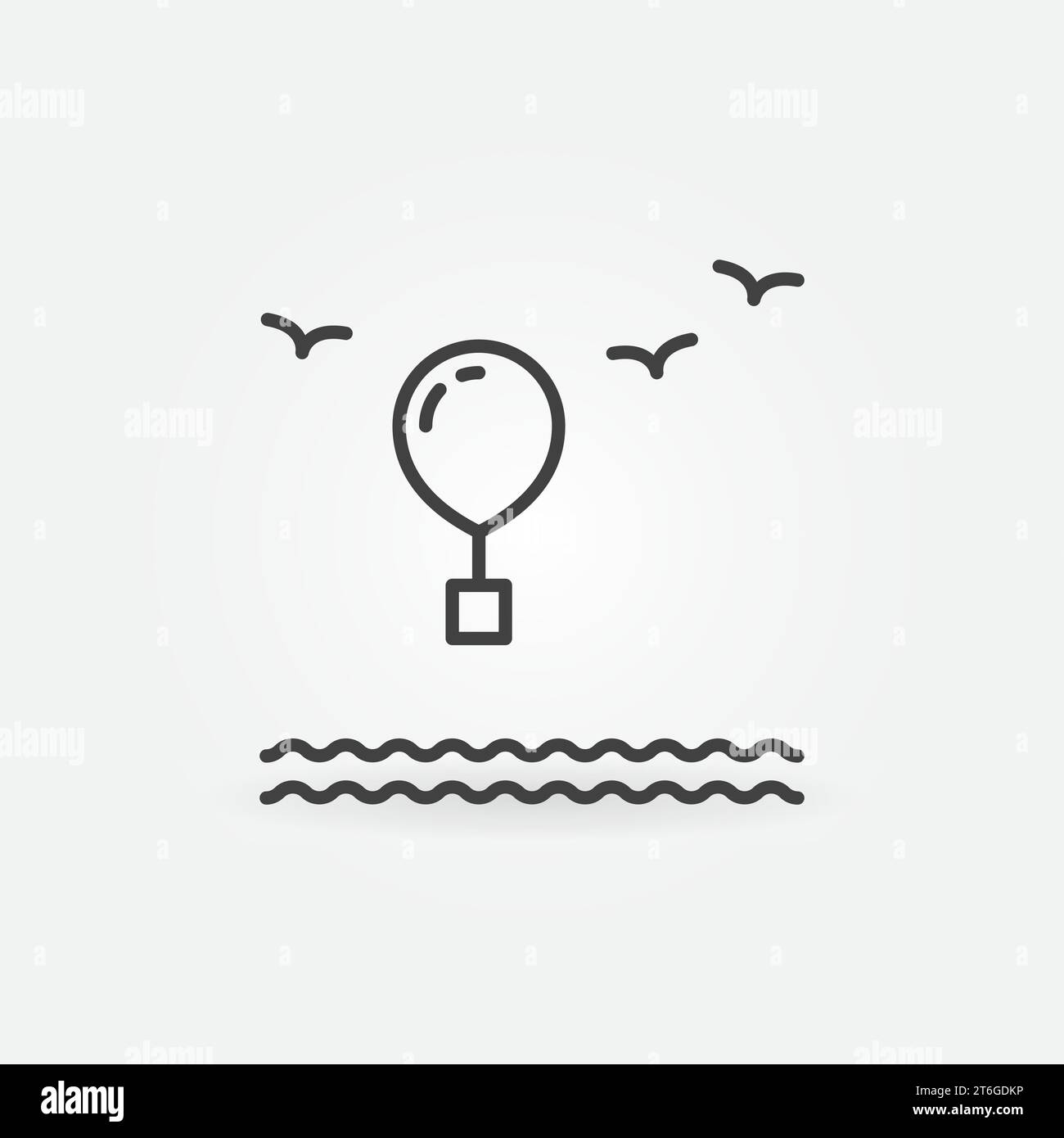 Radiosonde Flying above Sea vector concept icon or symbol in outline style Stock Vector