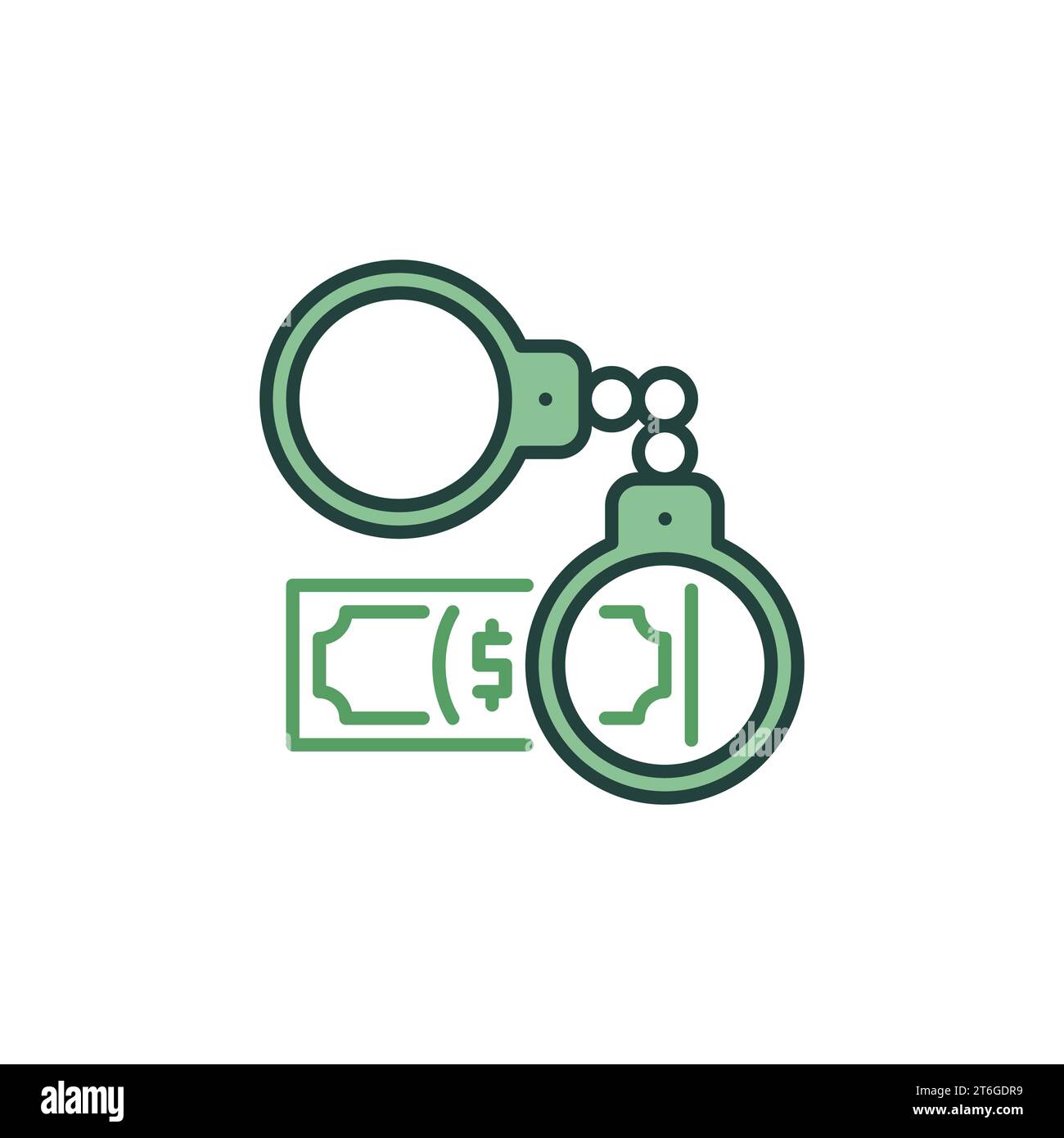 Handcuffs with Banknote vector Stop Corruption concept colored icon or design element Stock Vector