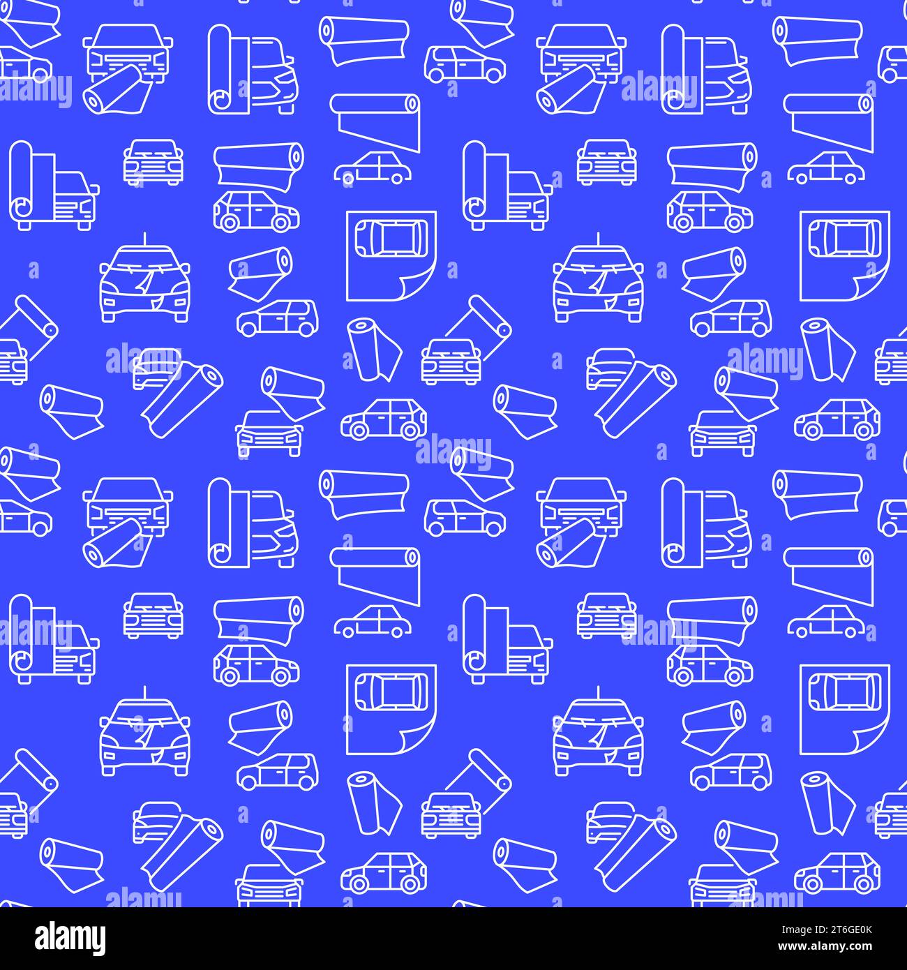 Car Wrapping Vehicle Detailing vector concept seamless pattern with blue background Stock Vector