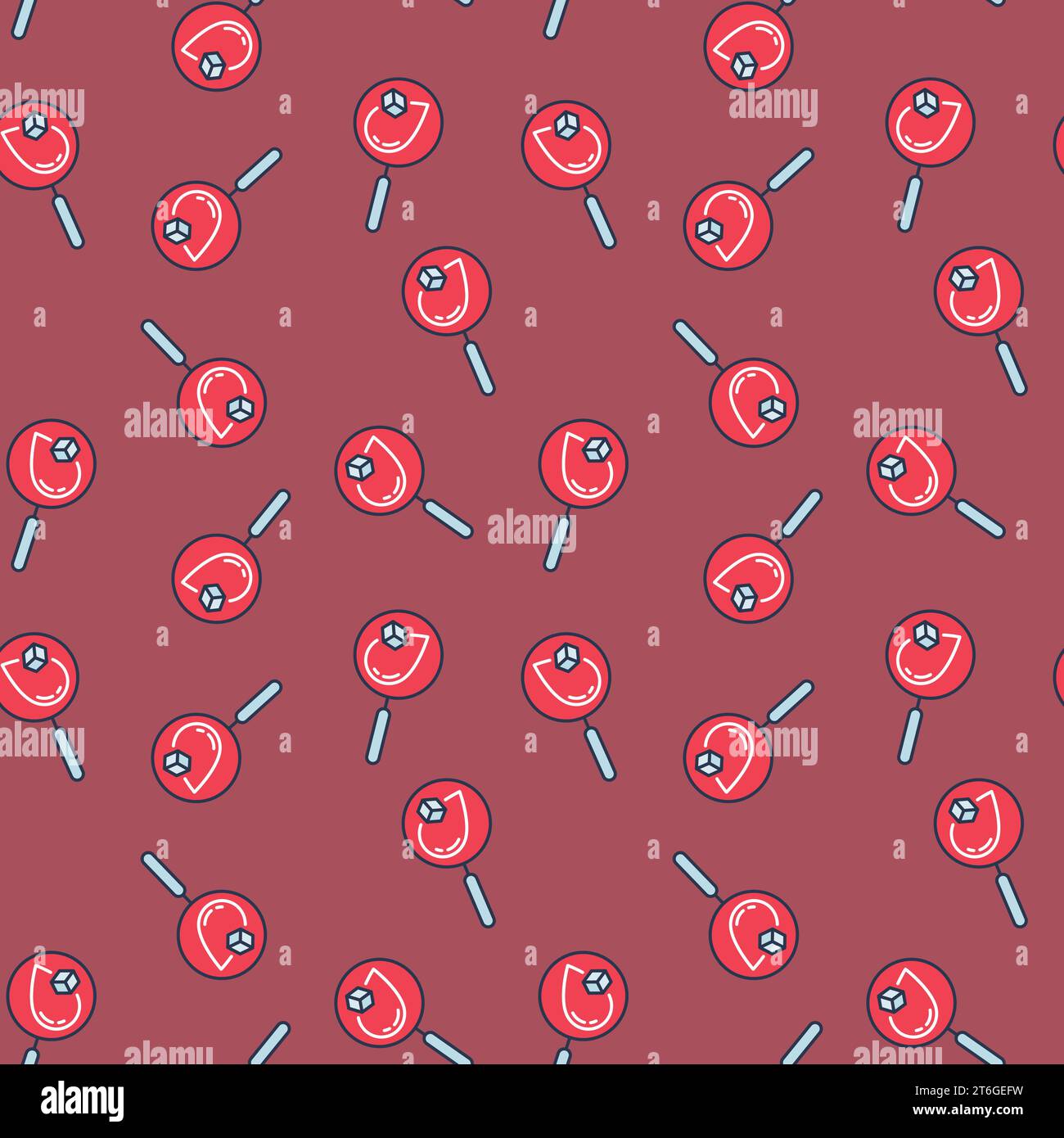 Blood with Glucose inside Magnifier vector Diabetic concept colored seamless pattern Stock Vector