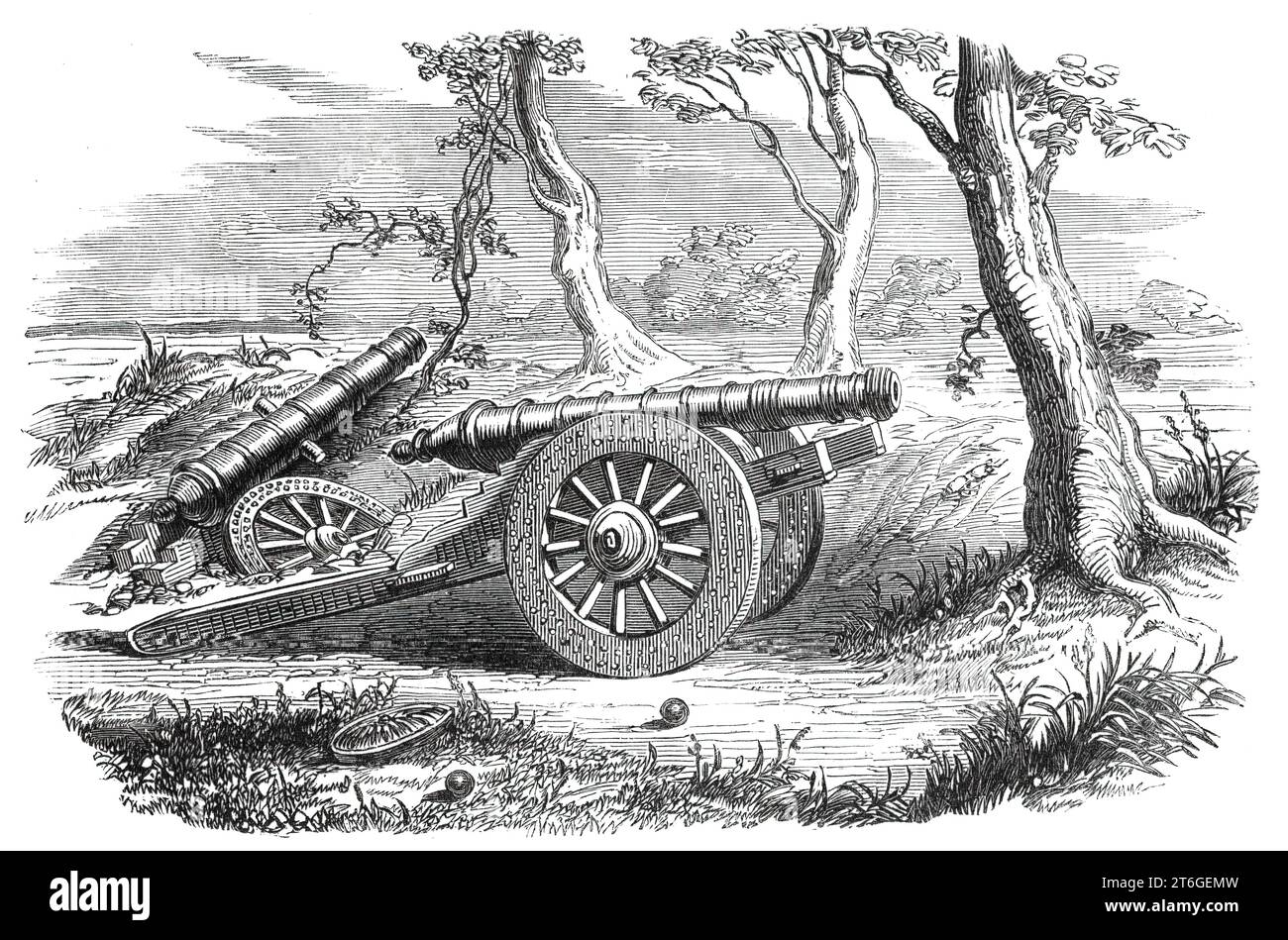 Chinese field gun - from a sketch by our special artist, 1860. Equipment captured by the British military in the Far East. From &quot;Illustrated London News&quot;, 1860. Stock Photo