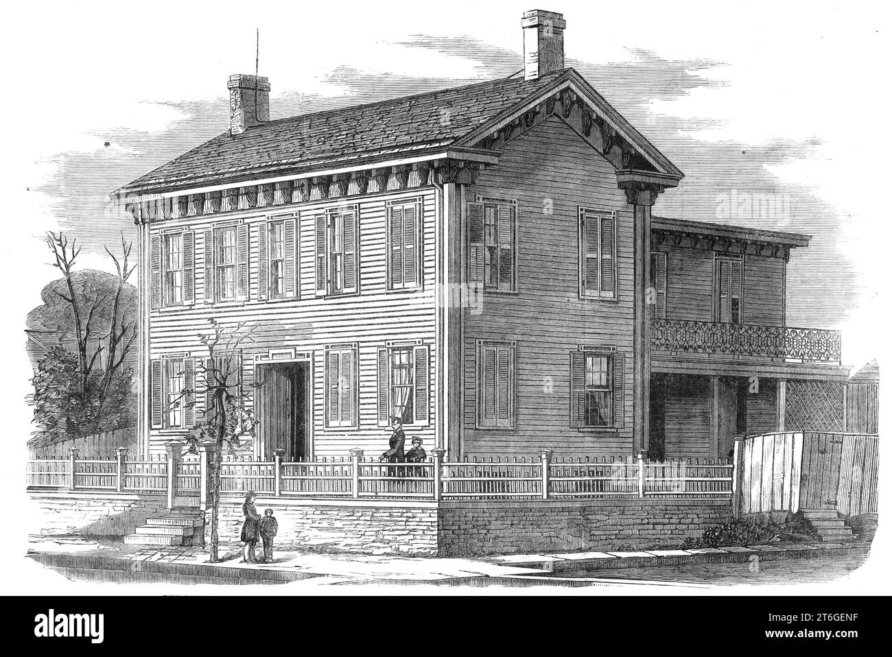 The residence of Abraham Lincoln, at Springfield, Illinois - from a photograph by J.A. Whipple, of Boston, 1860. From &quot;Illustrated London News&quot;, 1860. Stock Photo