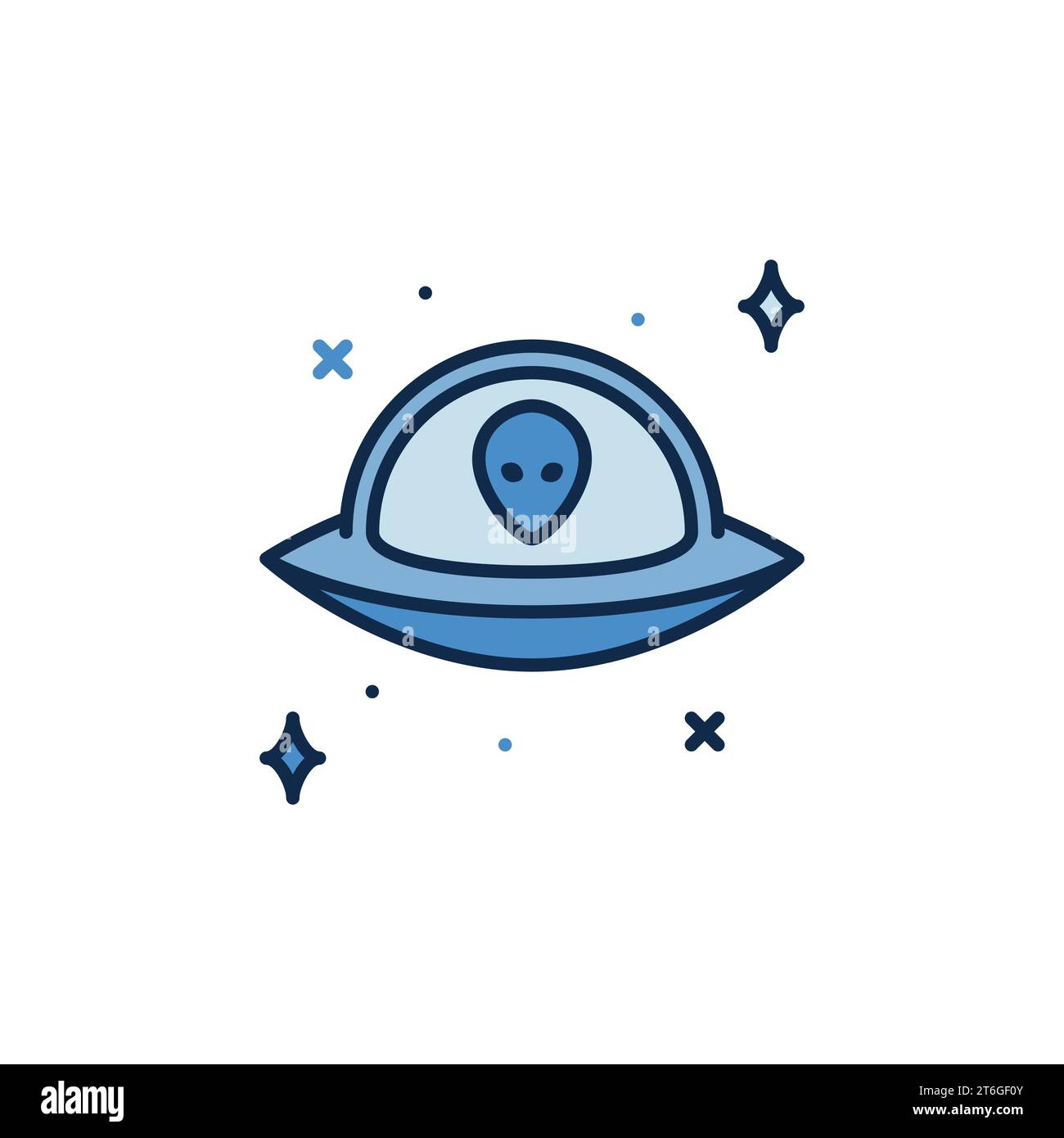 Alien in UFO in Space vector concept colored icon or design element Stock Vector