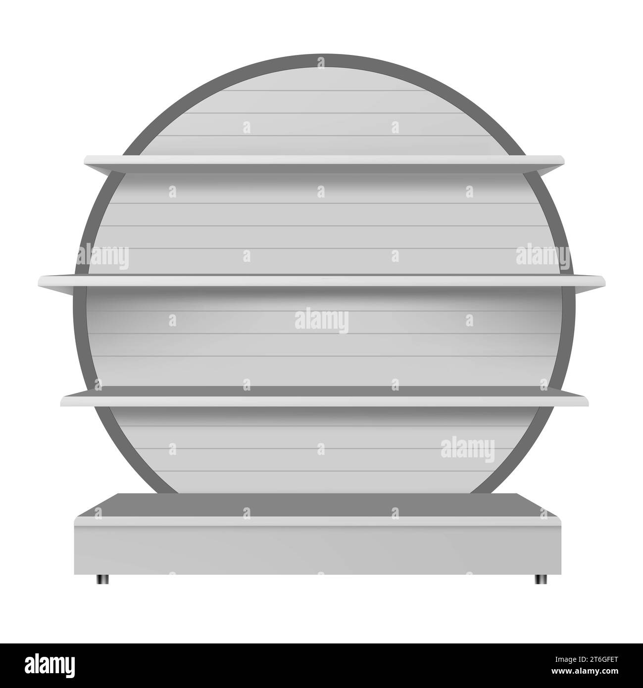 Gondola Shelf for Branding, Unique Round Gondola Stand, Empty Products Display Stand. #gondola #branding #supermarket #empty Stock Photo