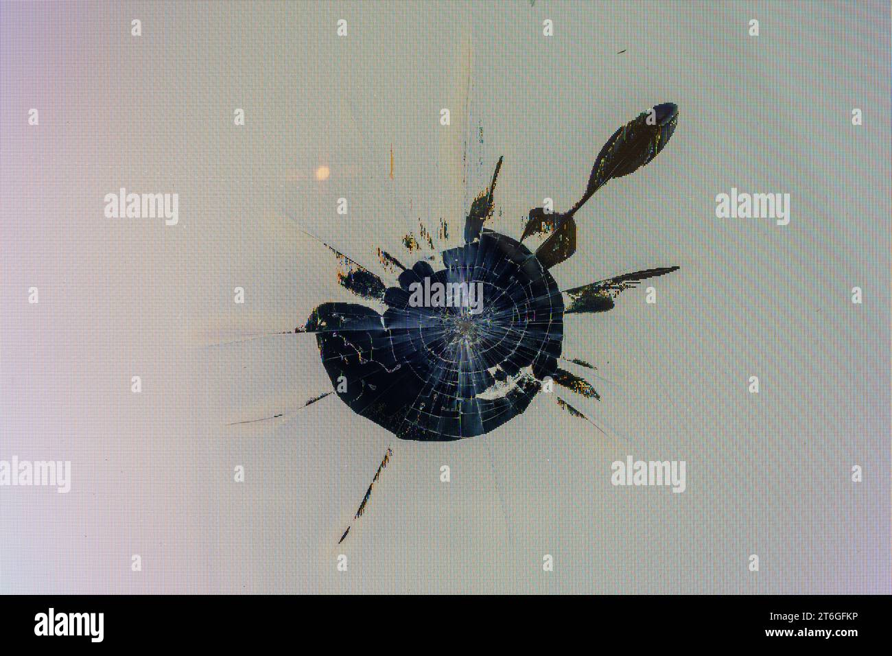 damaged LCD screen with cracks, full-frame background and texture Stock Photo