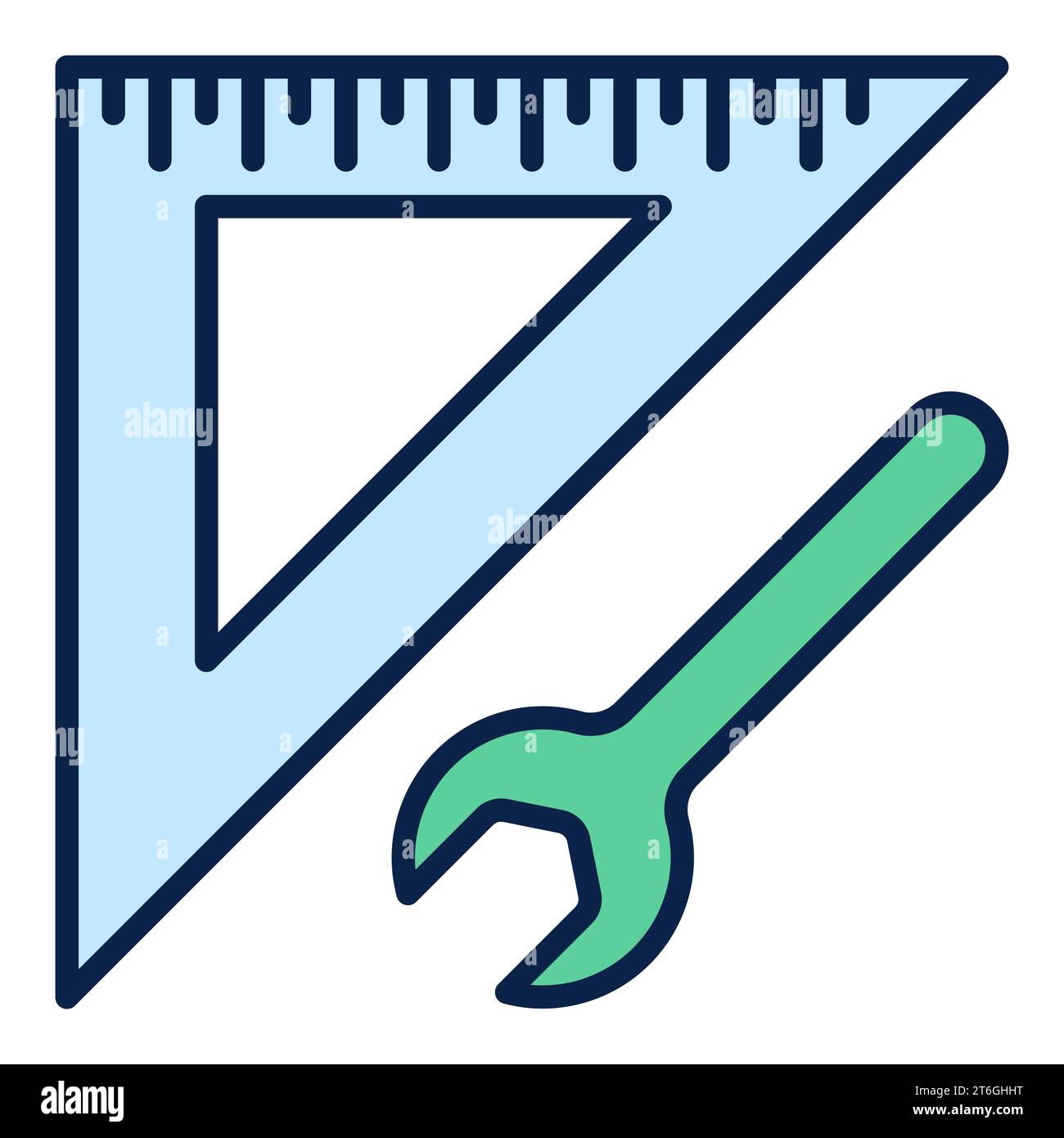 Wrench and Triangular Ruler vector concept colored icon or design element Stock Vector