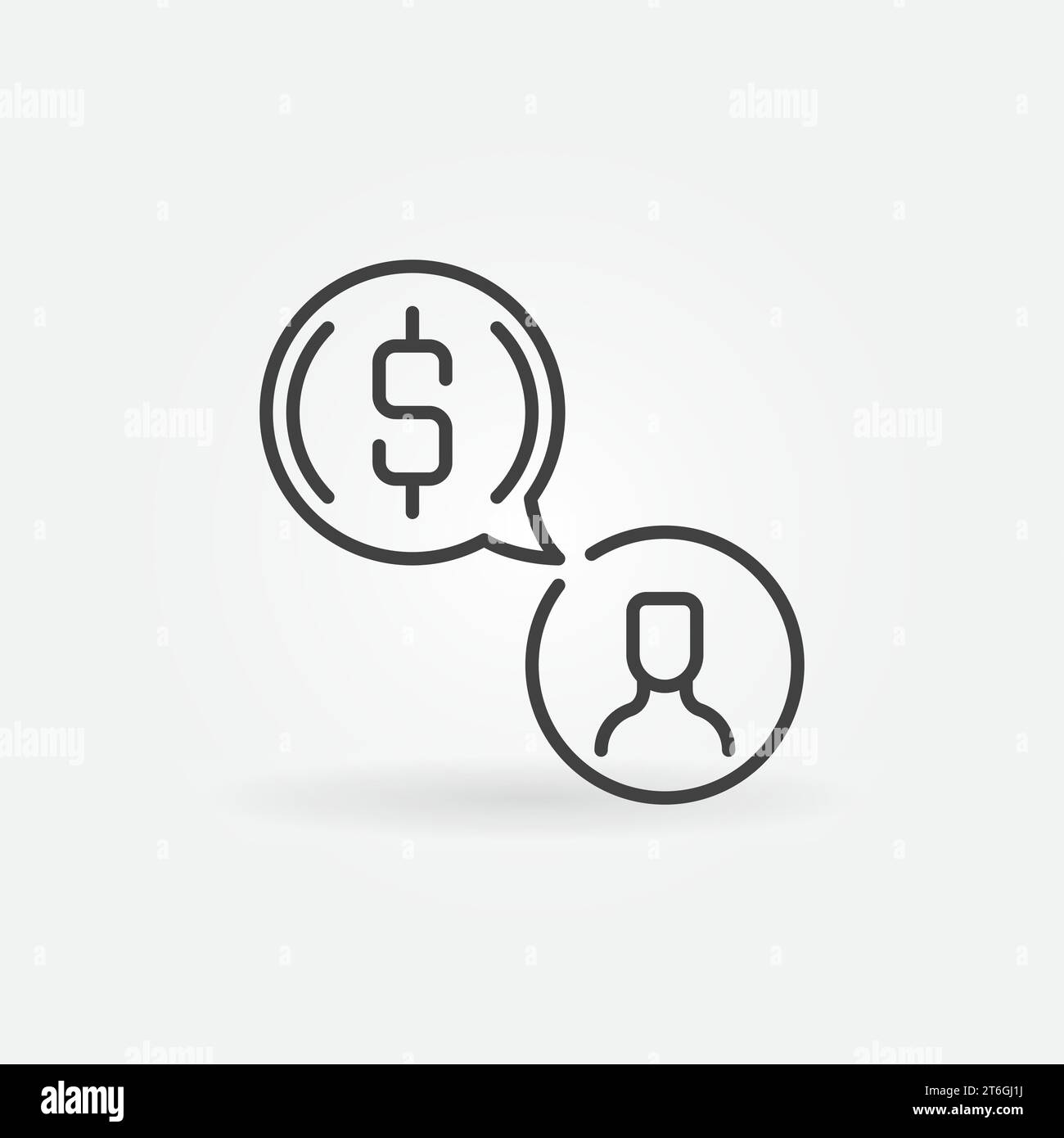 Dollar Speech Bubble with Man vector concept outline icon or symbol Stock Vector
