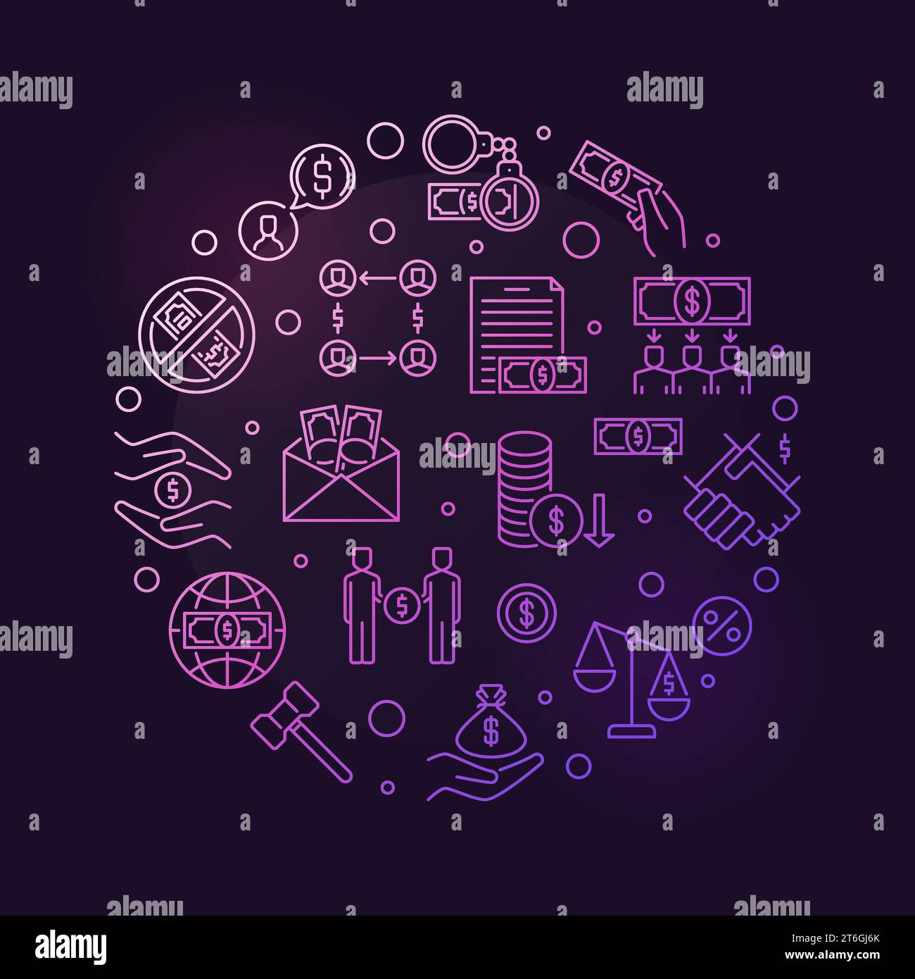 Corruption and Bribery concept thin line circle shaped colorful banner ...