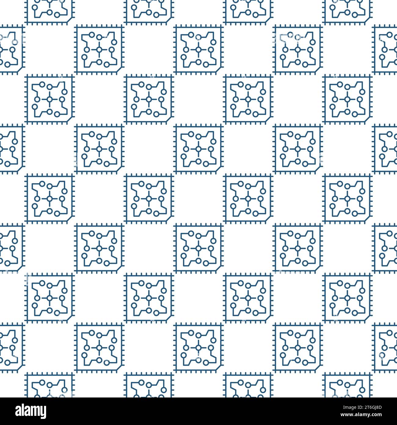 Processor with Circuit Board vector concept outline seamless pattern Stock Vector