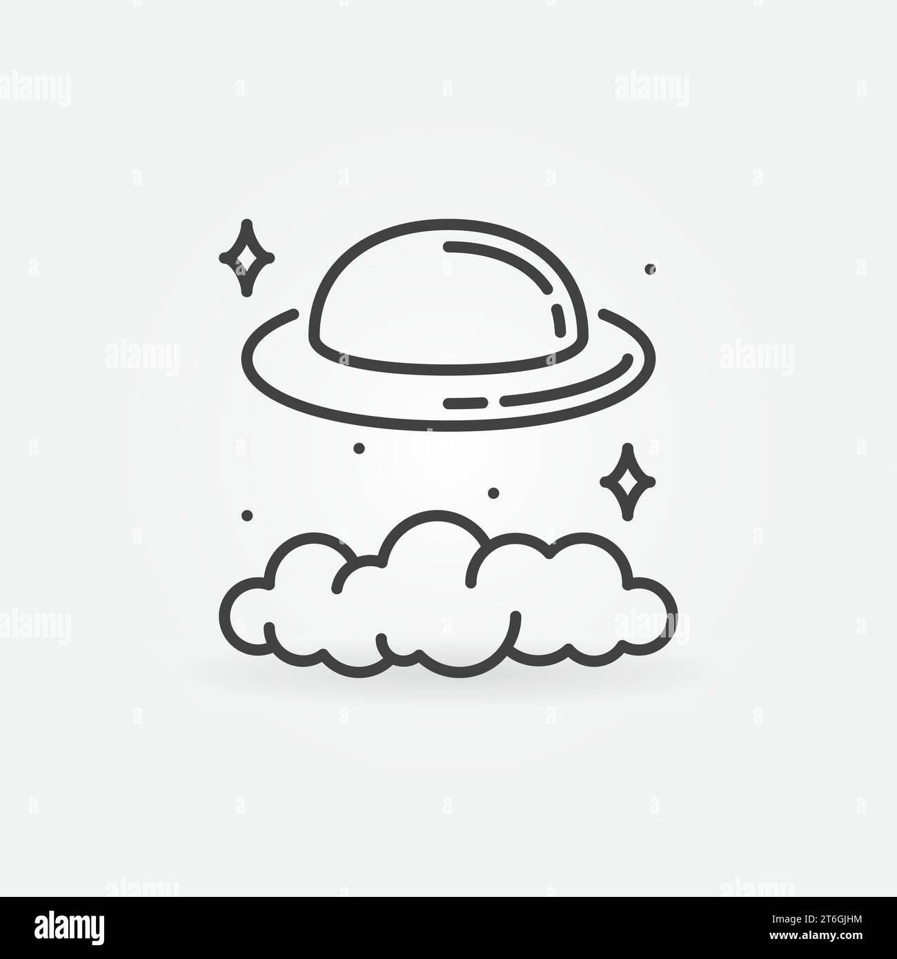 UFO in Sky vector concept icon or sign in thin line style Stock Vector ...