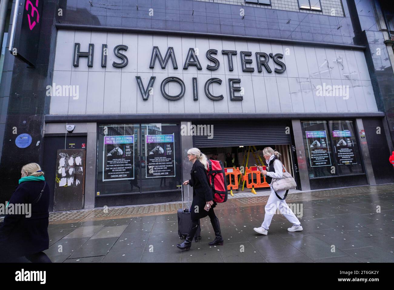 London, UK. 10 November 2023. HMV (His Master's Voice signage featuring