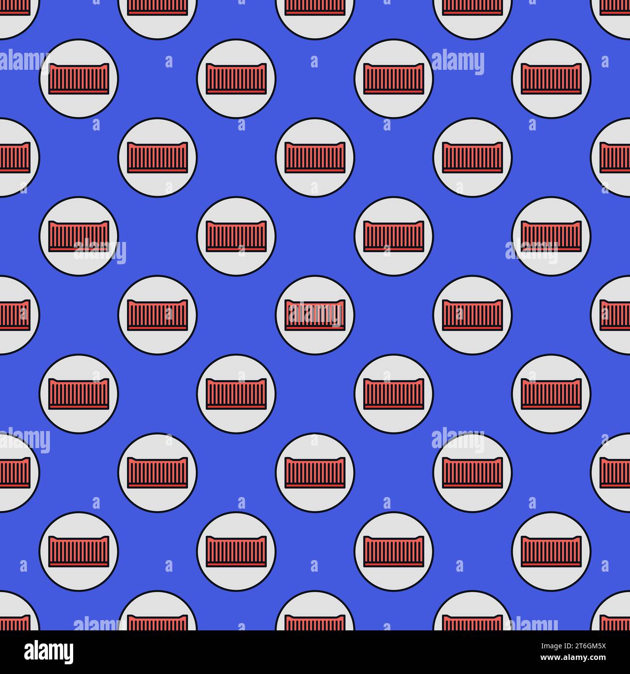 Red Container inside Circle vector International Shipping concept seamless pattern Stock Vector