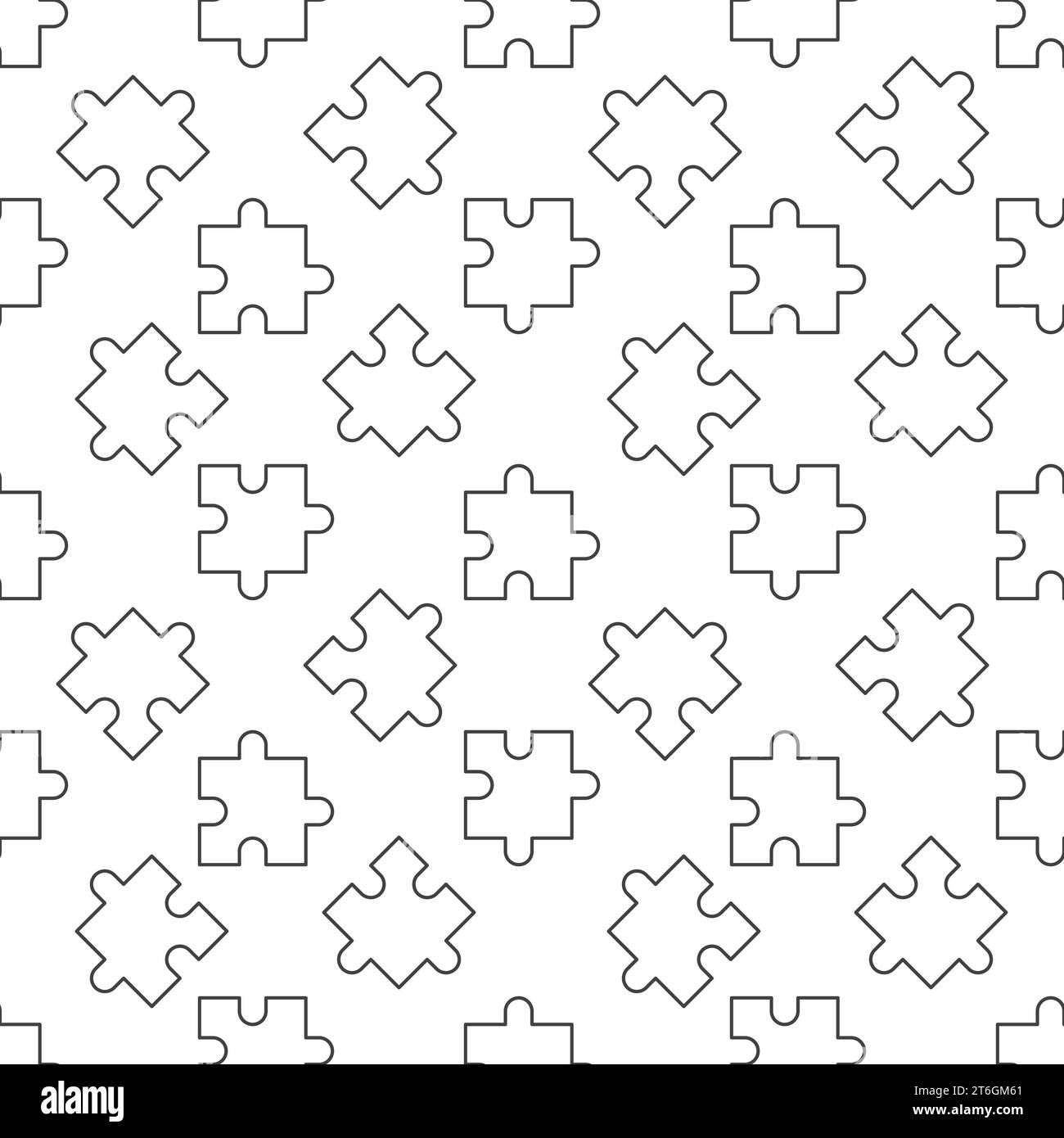 Puzzle vector concept simple seamless pattern in thin line style Stock ...