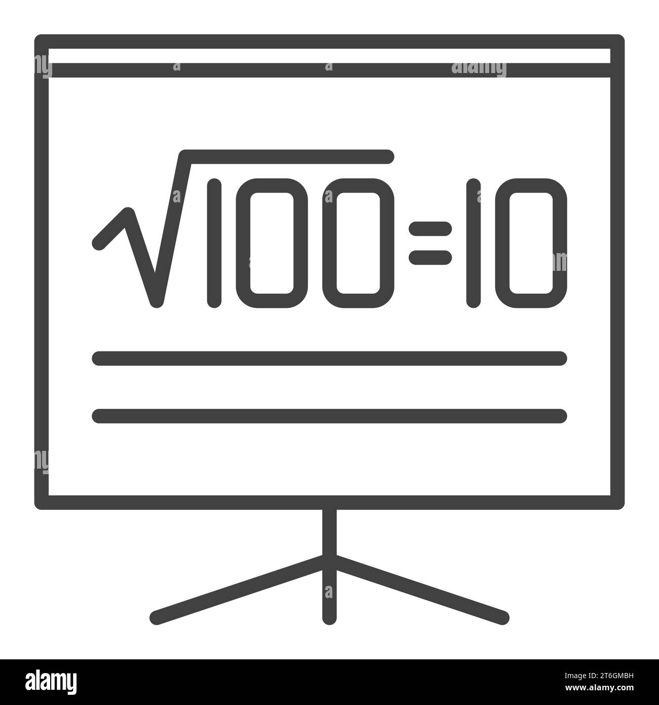 Square Root of 100 vector Mathematics concept thin line icon or symbol