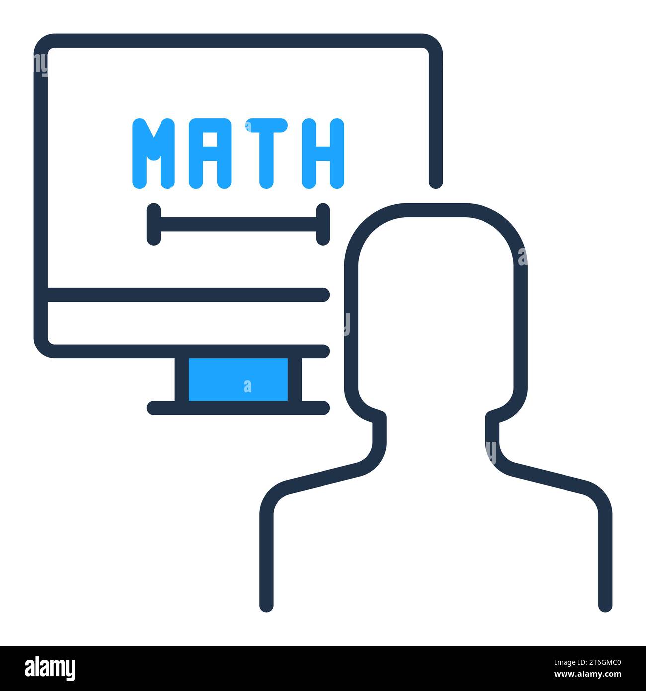 Online Mathematics Tutoring vector Man and Computer Math Learning concept colored icon or design element Stock Vector