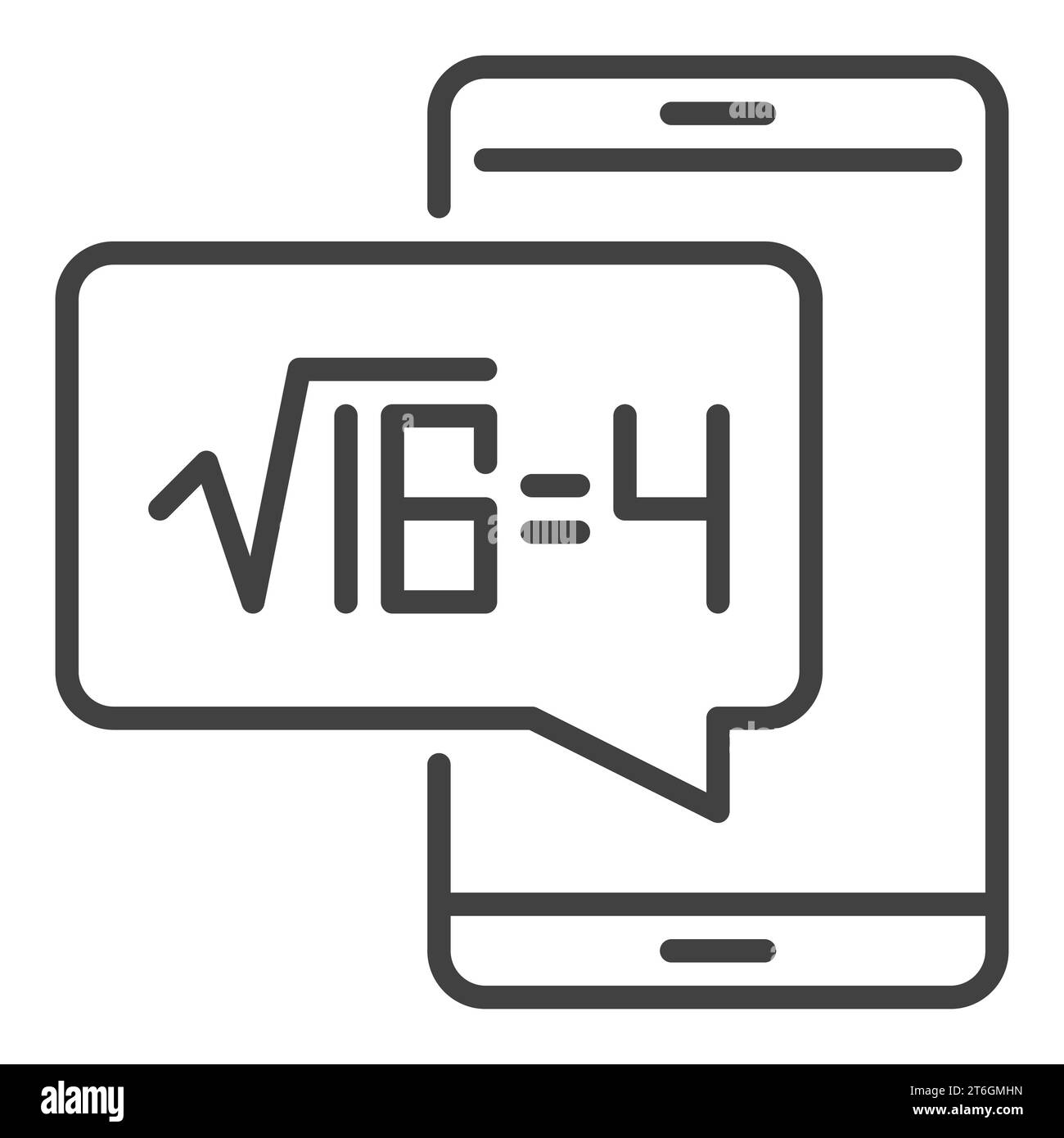 Smartphone With Square Root Of 16 Vector Math Concept Outline Icon Or Smartphone With Square Root Of 16 Vector Math Concept Outline Icon Or