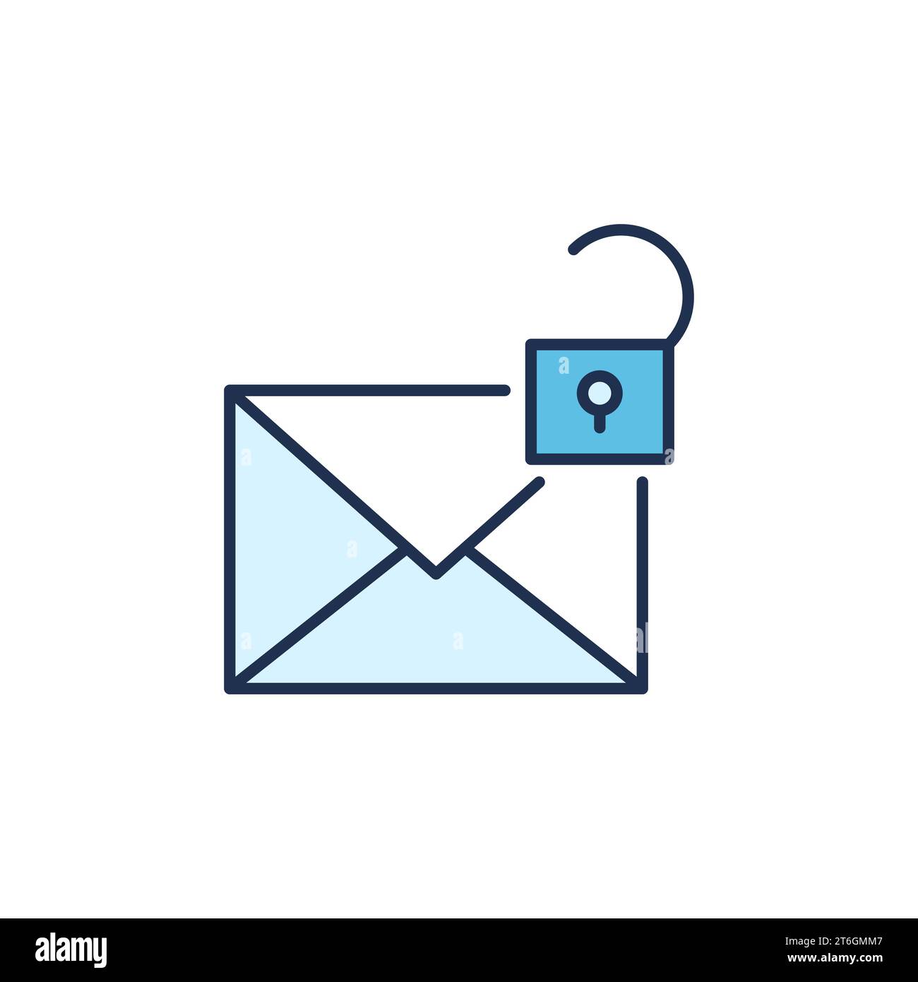 Open Padlock and Envelope vector Email Security concept colored icon or symbol Stock Vector