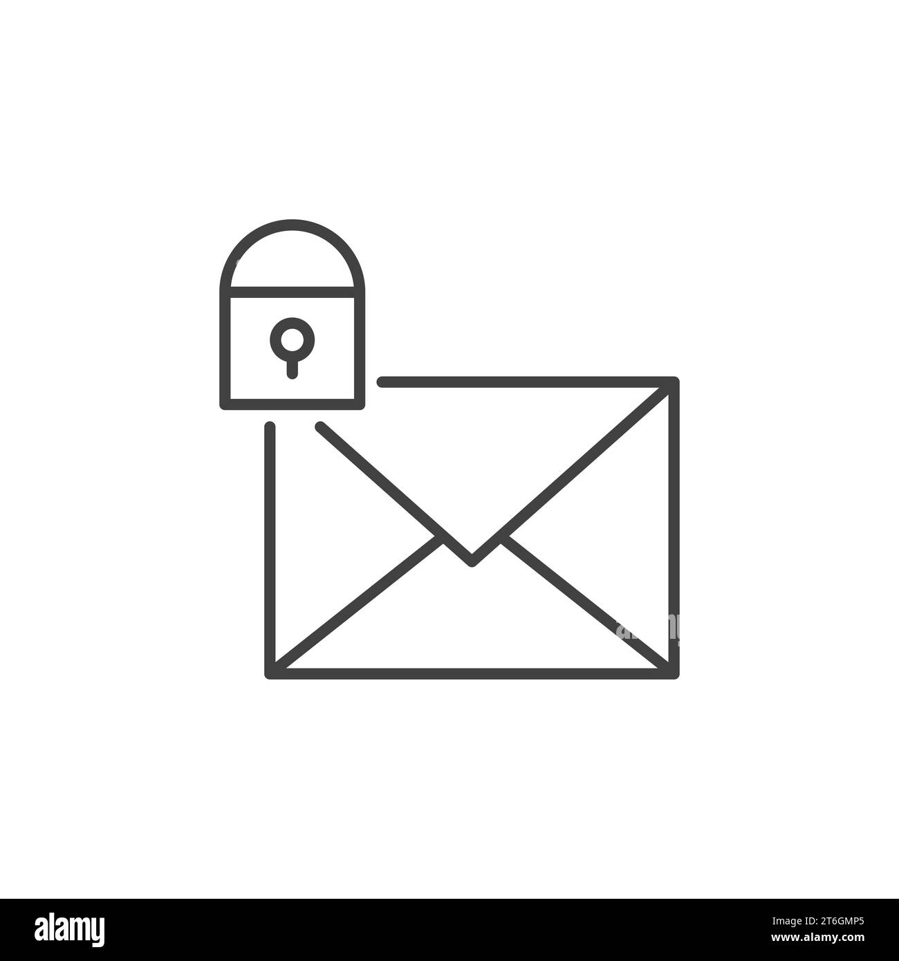 Envelope with Close Padlock vector Email Locked concept linear icon or symbol Stock Vector