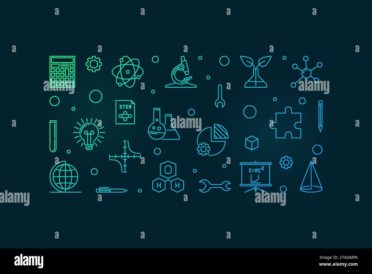 Science, Technology, Engineering and Math Education colorful outline ...