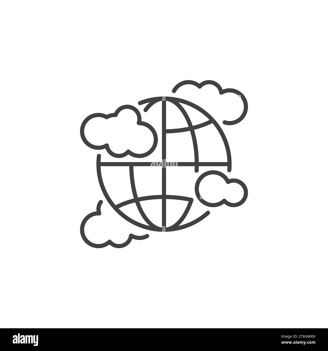 Globe with Clouds vector concept thin line icon or symbol Stock Vector